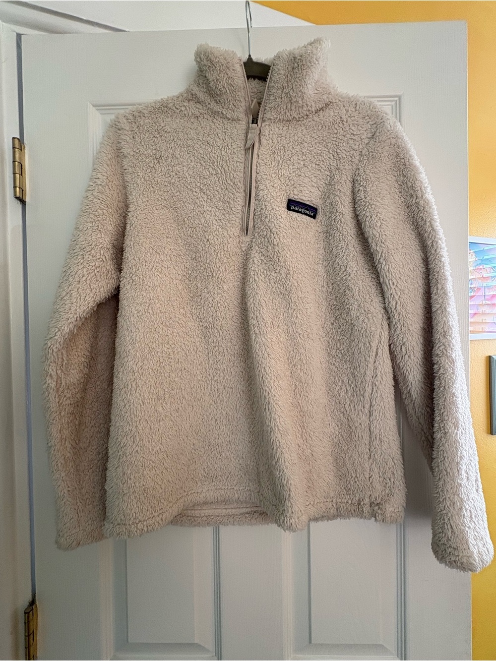 Patagonia Cream Sherpa Pullover with Logo Patch